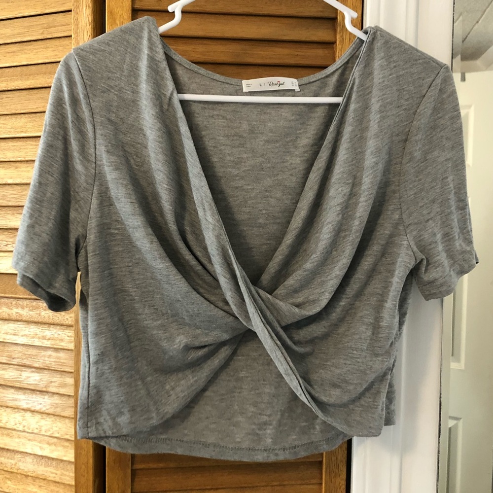 Grey twist crop top